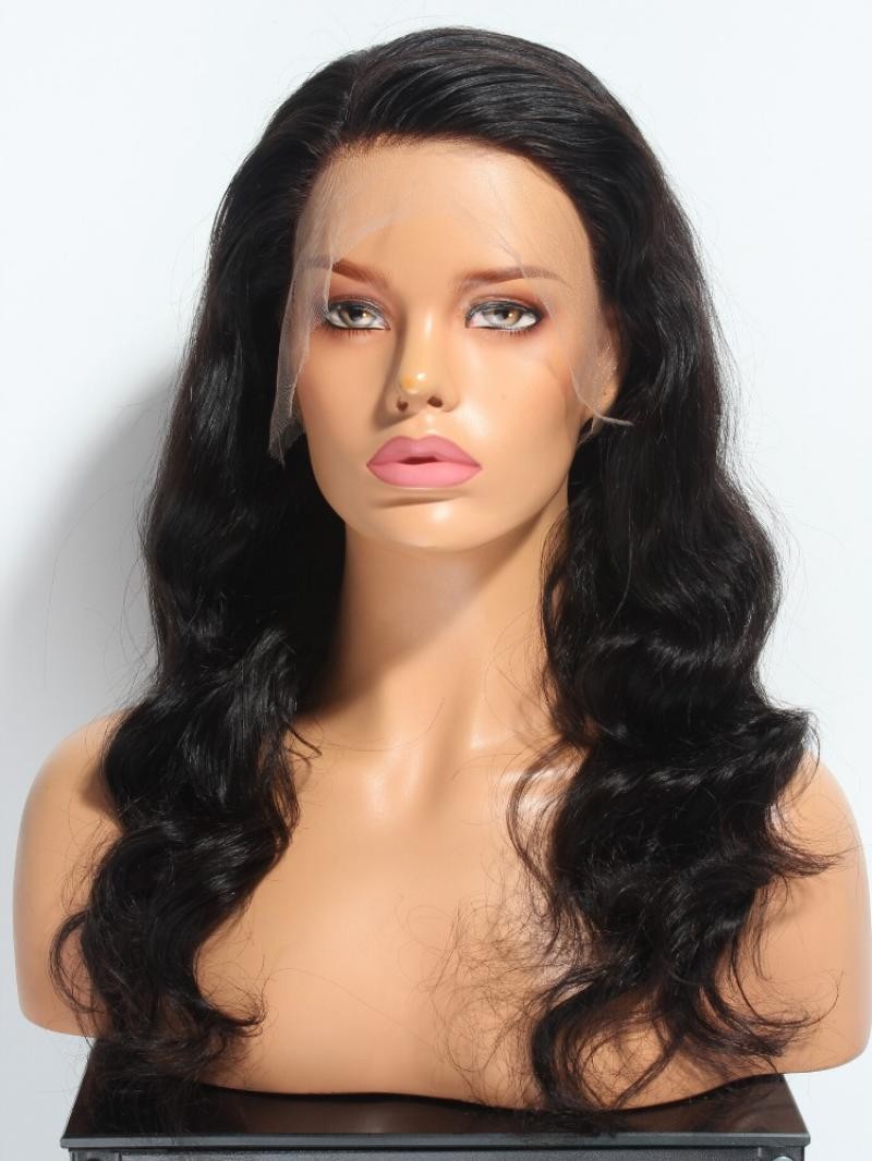 NEW IN - 16"-24" INVISIBLE HD LACE SWISS LACE NATURAL BLACK WAVY LACE WIG
