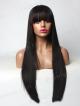 20" MEDIUM DARK BROWN SILKY STRAIGHT FULL LACE PETITE SIZE WIG WITH BANGS