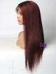 Custom 16" -26" Long Straight Human Hair Wig with Full Lace Cap Picture Shows 99J with Dark Root Color