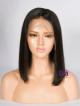 14" 150% Natural Black Silky Straight Summer Bob Human Hair 4" Lace Front Wig