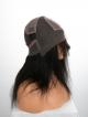 14" 130% Natural Black Yaki Straight Silk Top Human Hair Full Lace Wig With Bangs