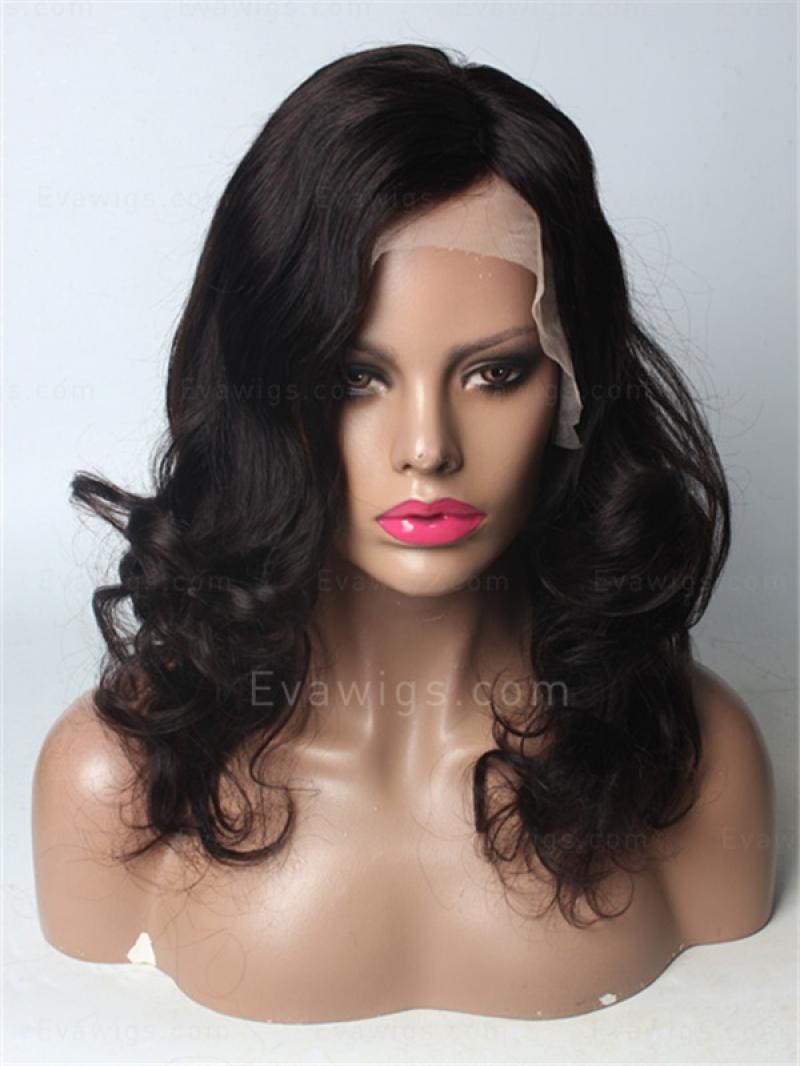 16" Darkest brown Big Wave Full Lace Human Hair Wig