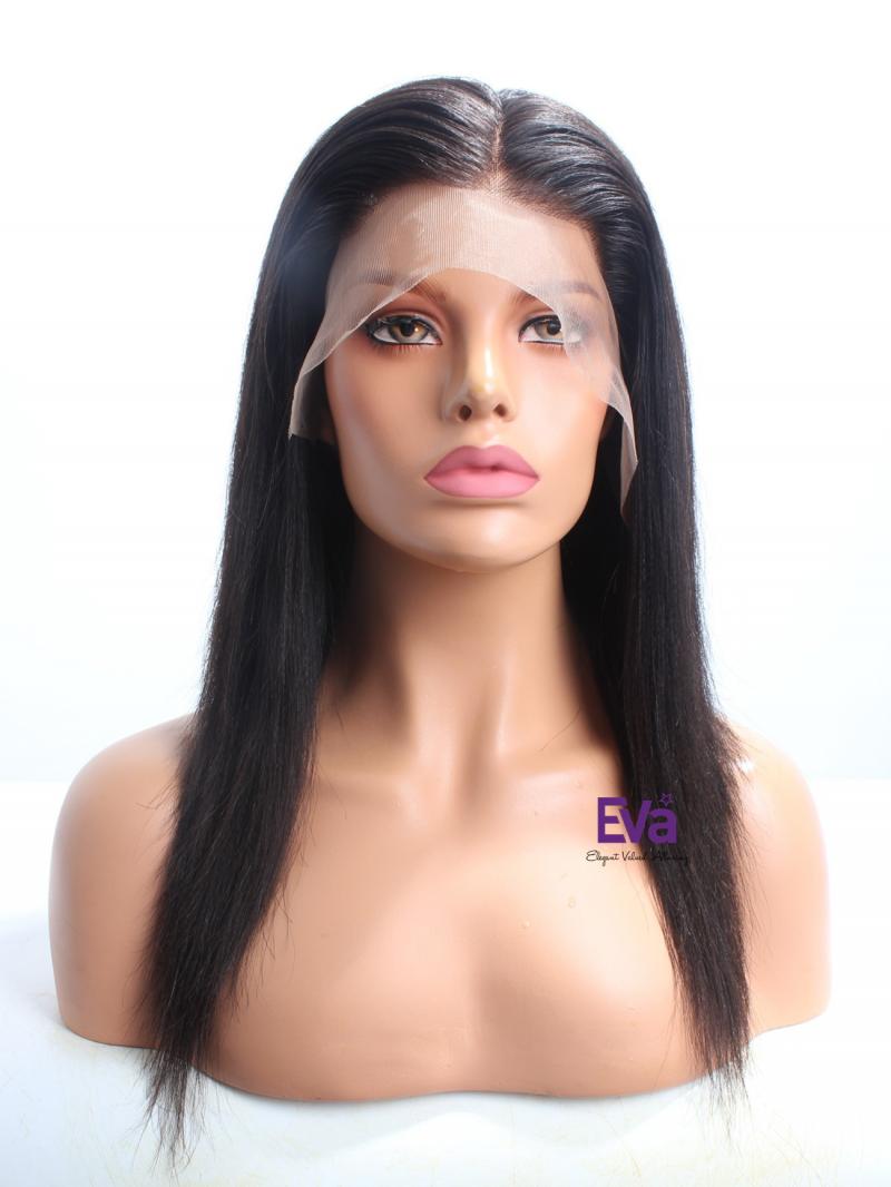 Stocked 16" Yaki Straight Petite Cap Virgin Hair Full Lace Human Hair Wig