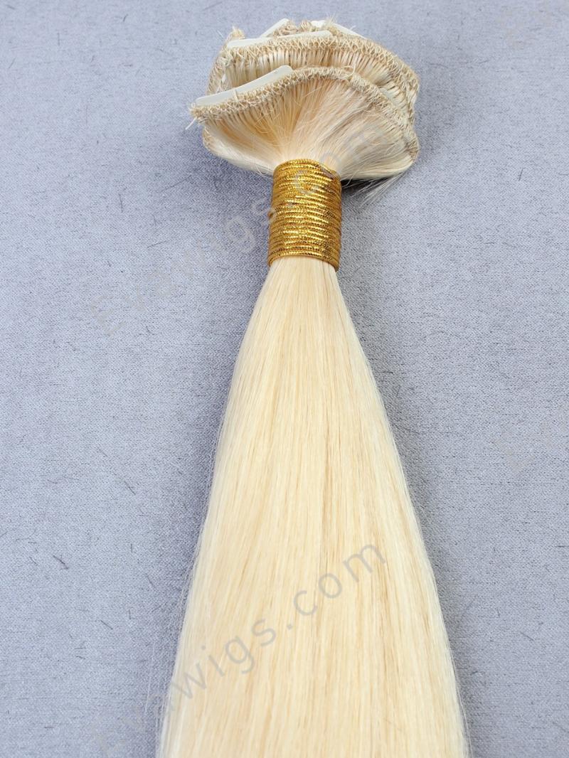 Blonde #613 Clip In 100% Virgin Human Hair Extension Multi-time Dyeable ...