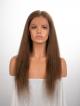 18" 130% Chestnut Brown Silky Straight Human Hair 4" Lace Front Wig