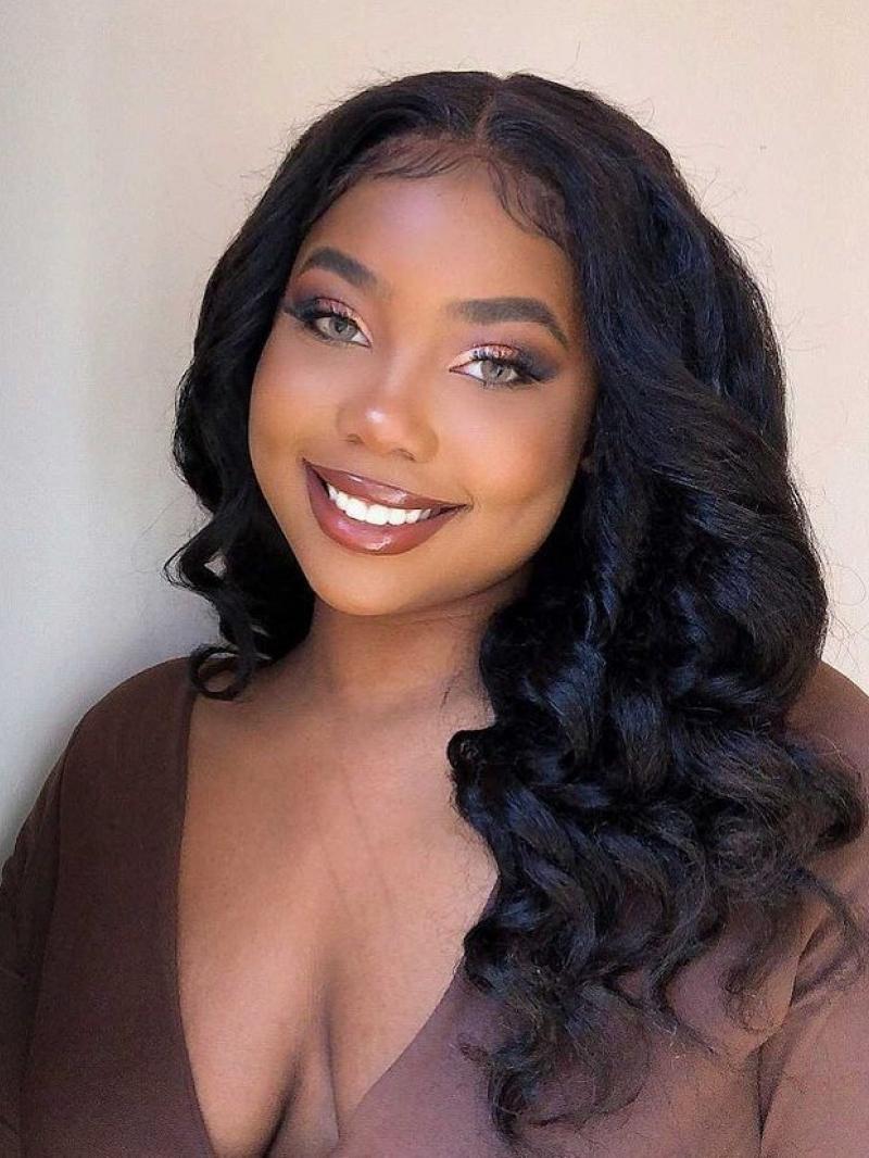 16"-24" HD LACE HUMAN HAIR 6" DEEP PARTING LACE FRONT WAVY WIG