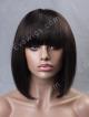 Inverted Cut Bob with Full Fringe Bangs Virgin Human Hair Full Lace Wig In Stock