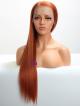 18" 130% Copper Red Silky Straight Human Hair 4" Lace Front Wig With Petite Size