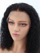 14" 150% Natural Black Curly Human Hair 4" Lace Front Wig