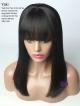 16" 150% YAKI FULL LACE WIG WITH FAKE SCALP AND BANGS