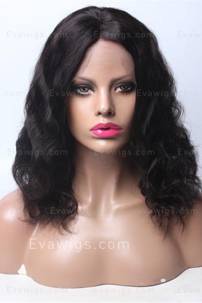 14"Natural Black Lace Front Human Hair Wig - Home - EvaWigs