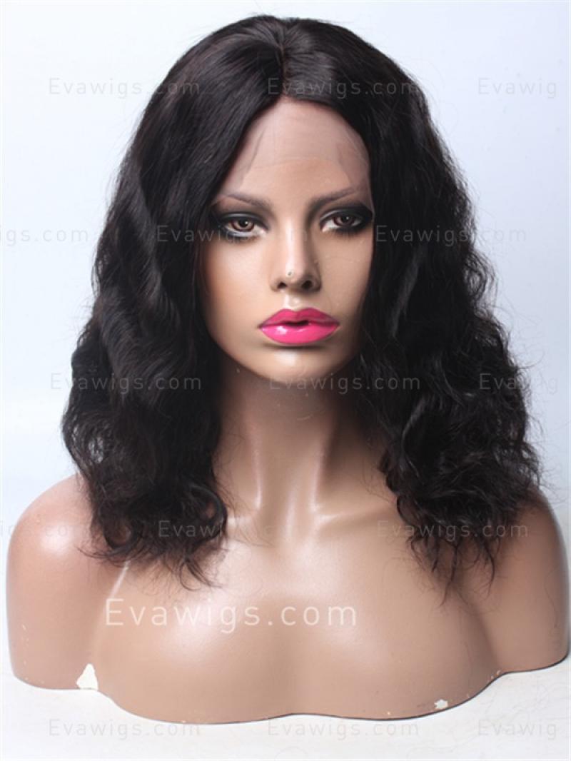 14"Natural Black Lace Front Human Hair Wig