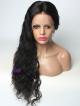 24" DARKEST BROWN WAVY FULL LACE LARGE SIZE WIG WITH 4*4 SILK TOP