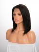 12" 150% Natural Black Yaki Straight Human Hair 4" Lace Front Wig