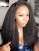 10"-24" KINKY STRAIGHT SWISS LACE HD LACE 6" PARTING LACE FRONT HUMAN HAIR WIG