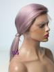 Grayish Purple Virgin Human Hair Lace Front Wig with Dark Root