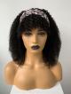New Arrival 8"-22" Natural Black Curly Machine Made Headband Wig With Bangs
