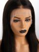 14" 150% Natural Black Silky Straight Human Hair 6" Lace Front Wig With Fake Scalp