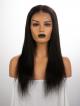 18" 180% Natural Black Silky Straight Human Hair 6" Lace Front Wig With Fake Scalp - Petite Size