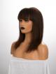 12" 130% Medium Dark Brown Yaki Straight Human Hair Full Lace Wig With Fake Scalp