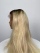 18 inch blonde with dark root lace front wig