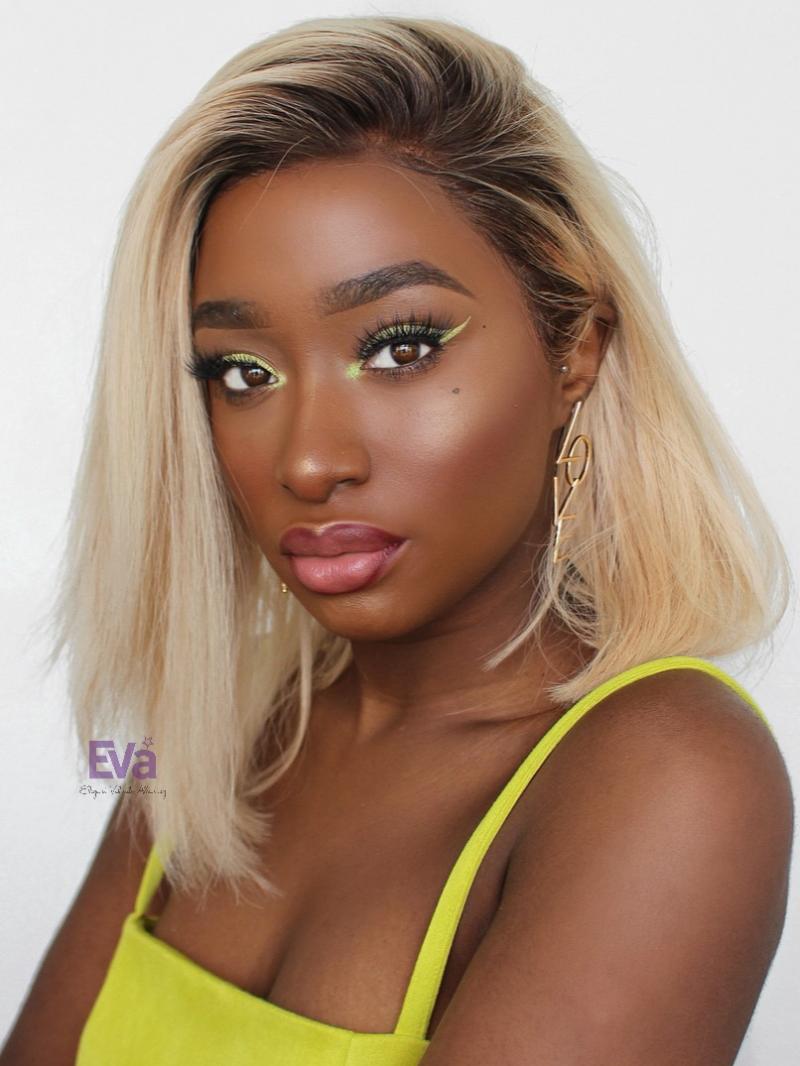  Blonde Color 4" Deep Parting Lace Front Human Hair Wig