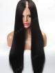 26" LONG STRAIGHT 150% DENSITY WAVY LEFT PART U-PART FULL LACE HUMAN HAIR WIG WITH LARGE SIZE