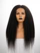 22" 180% Natural Black Kinky Straight Silk Top Human Hair HD Full Lace Wig With Custom Cap Size