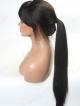 16" 130% JET BLACK YAKI STRAIGHT FULL LACE WIG WITH SEE THROUGH BANGS