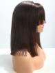 14" Darkest Brown Straight Bob Cut with Bangs Full Lace Wig