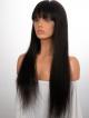 22" 150% Natural Black Silky Straight Human Hair 4" Lace Front Wig 