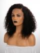 16" 180% Natural Black Curly Human Hair Full Lace Wig