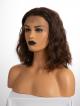 12" 150% Medium Dark Brown Wavy Human Hair 3" Lace Front Wig