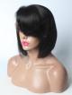 12" JET BLACK SILKY STRAIGHT 4" FRONT LACE PARTING WIG  WITH BANGS