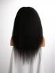 20" 130% Natural Black Kinky Straight Human Hair 6" Lace Front Wig With Fake Scalp