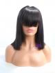 Silk Top 14" Yaki Straight Bob Cut Custom Cap Size Virgin Hair Full Lace Wig