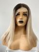 ASH BLONDE WITH HIGHLIGHT 4" DEEP PARTING LACE FRONT HUMAN HAIR WIG