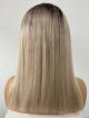 ASH BLONDE WITH HIGHLIGHT 4" DEEP PARTING LACE FRONT HUMAN HAIR WIG