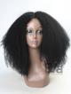 Gorgeous Jet Black Afro Curly Full Lace Human Hair Wig with Silk Top