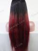 Custom Black to Wine Red (#99J) Ombre Ashanti Long Straight Full Lace Human Hair Wig 