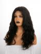 18" 180% Natural Black Wavy Silk Top Human Hair Full Lace Wig With Petite Size