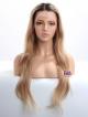 Custom Color Highlight Hair Color with Dark Root Long Wavy Human Hair Wig 16" - 26" Available