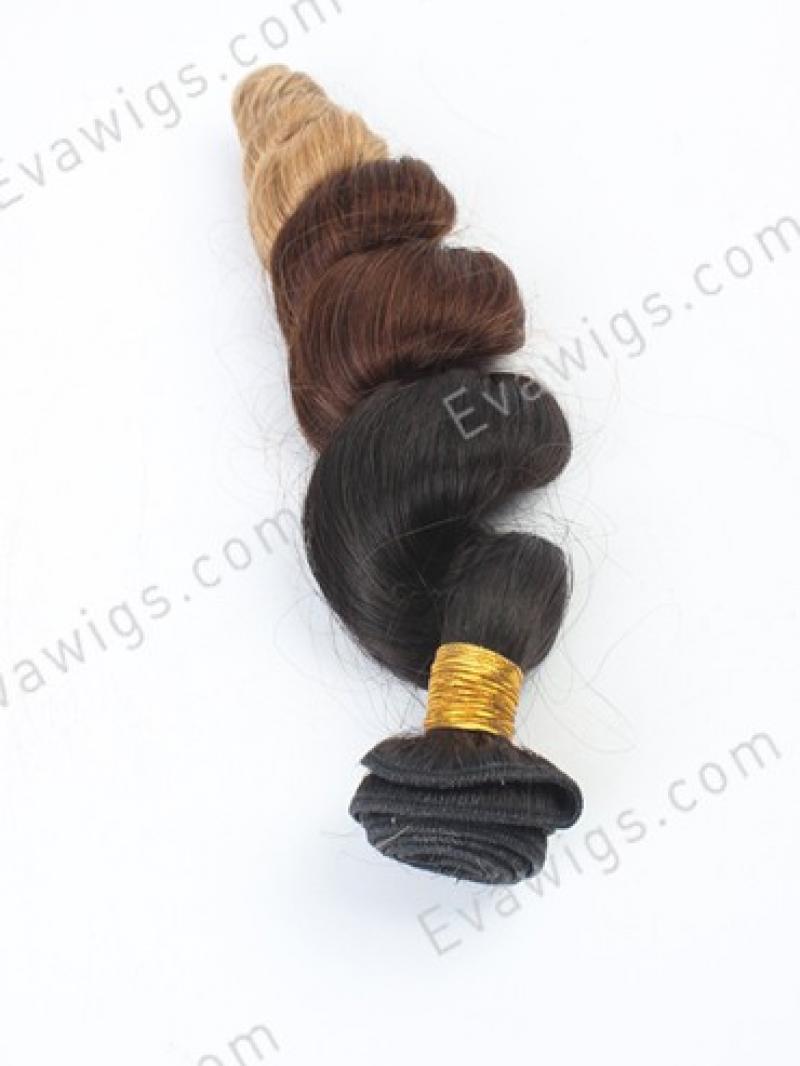 24 Inches Wavy Virgin Human Hair Weave With Three Ombre Colors