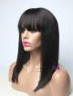 16" JET BLACK YAKI FULL LACE WIG WITH BANGS 
