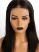 14" 150% Natural Black Silky Straight Human Hair 6" Lace Front Wig With Fake Scalp