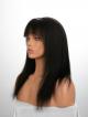 16" 130% Natural Black Silky Straight Human Hair Full Lace Wig With Fake Scalp