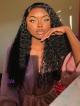 16"-24" NATURAL CURLY HUMAN HAIR WIG WITH 6" DEEP PARTING LACE FRONT CAP