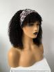 New Arrival 8"-22" Natural Black Curly Machine Made Headband Wig With Bangs