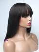 14" 130% OFF BLACK SILKY STRAIGHT FULL LACE WIG WITH FAKE SCALP AND BANGS
