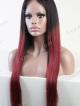 Custom Black to Wine Red (#99J) Ombre Ashanti Long Straight Full Lace Human Hair Wig 